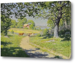   Картина На шоссе - ферма летом, зелень