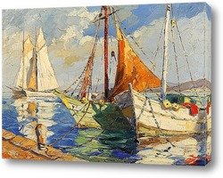   Постер Лодки в гавани Средиземного моря
