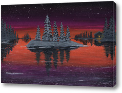   Картина На зимнем озере