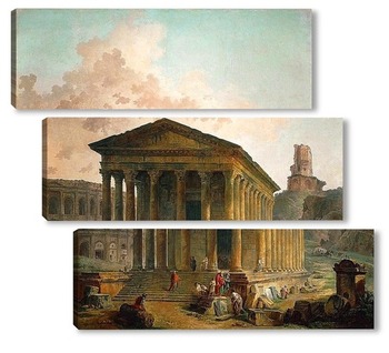 Модульная картина Мезон Карре, амфитеатр и башня Мань в Ниме