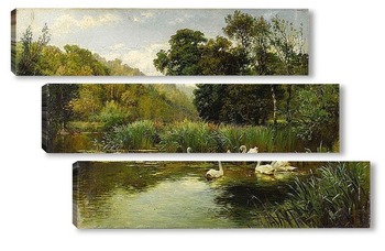 Модульная картина &#8203;Лебеди в озере