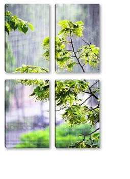 Модульная картина Весенний дождь