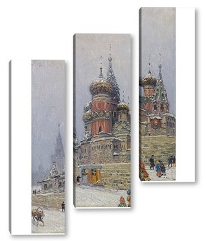 Модульная картина Собор Василия блаженного зимой