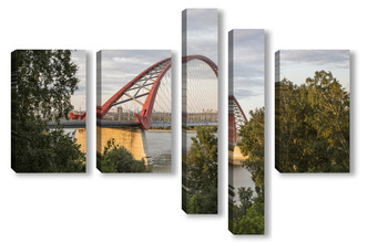 Модульная картина Мост через реку Обь
