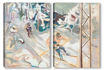 Модульная картина Лыжники 
