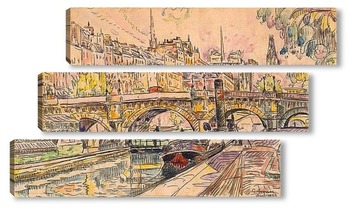 Модульная картина Буксир на Новом мосту, Париж