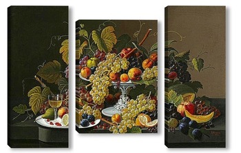 Модульная картина Натюрморт с фруктами и вином