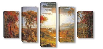 Модульная картина Осень — на реке Гудзон-1860 гг