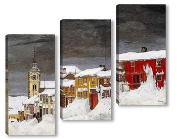 Модульная картина Зимняя улица в Рёрусе