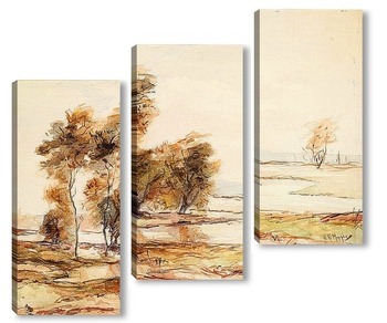 Модульная картина Река и деревья 