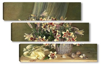 Модульная картина Натюрморт с лилиями в корзине