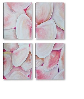 Модульная картина Перламутровые, розовые, морские ракушки