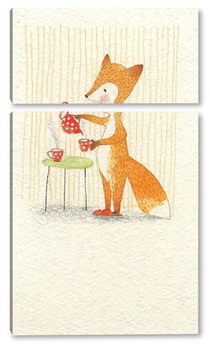 Модульная картина Foxes. A Cup of Tee