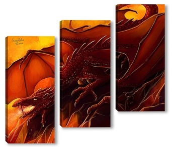 Модульная картина Огнедышащий дракон 