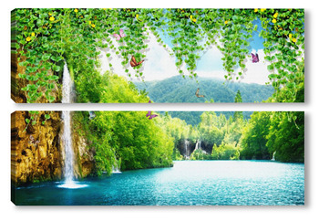 Модульная картина Водопады и леса 78089