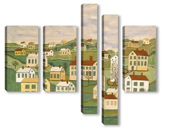 Модульная картина Двадцать два дома и церковь