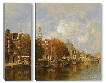 Модульная картина Вид на канал Амстердам