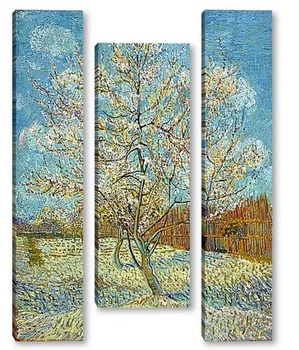 Модульная картина Персиковое дерево в цвету