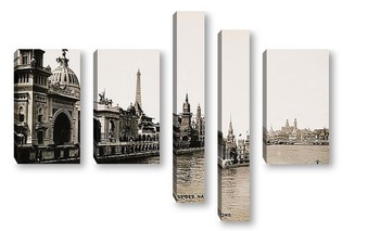 Модульная картина Вид всемирной Парижской выставки со стороны Сены