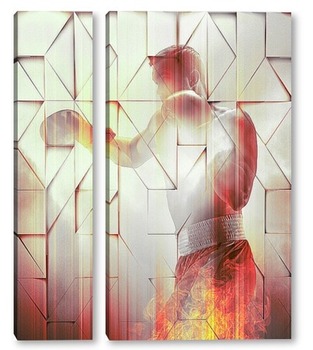 Модульная картина Боксер в пламени