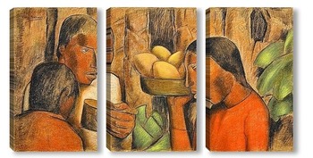 Модульная картина Продавцы манго 