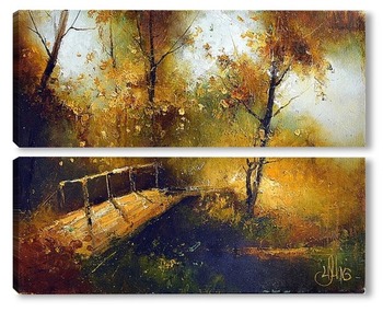  Осенний пейзаж с мостиком