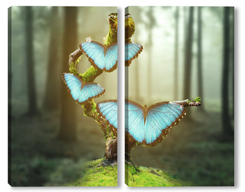 Модульная картина Бабочки в лесу