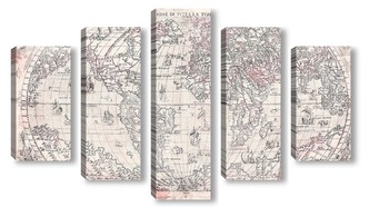 Модульная картина Старая карта мира