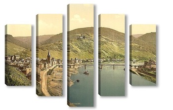 Модульная картина Бернкастель и Бург Ландсхут, Мозель долина, Германия. 1890-1900 гг