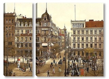 Модульная картина Кафе Бауэр, Унтер-ден-Линден, Берлин, Германия. 1890-1900 гг