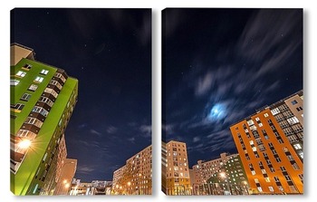 Модульная картина Ночная жизнь города