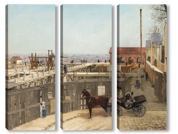 Модульная картина Строительство Сакре-Кер, Монмартр