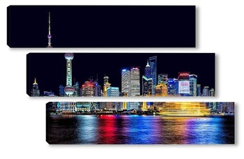 Модульная картина Ночной Шанхай