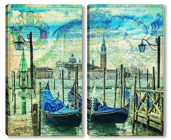 Модульная картина Венеция и гондолы