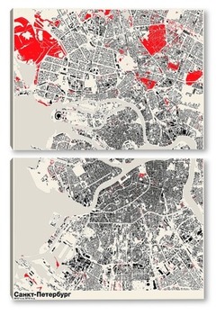 Модульная картина Карта Санкт-Петербурга