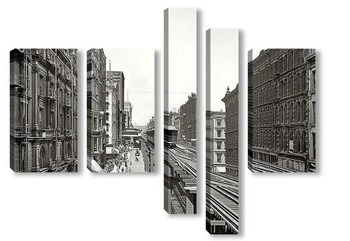 Модульная картина Уобаш авеню, Чикаго, 1900