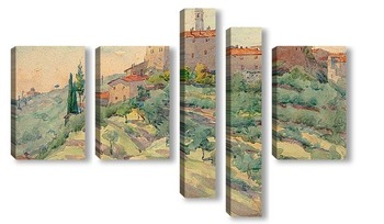 Модульная картина Итальянский пейзаж с замком