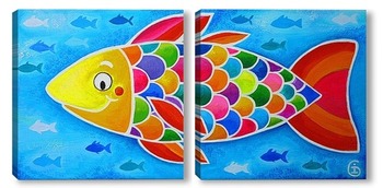 Модульная картина Счастливая рыбка