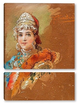  Портрет жены художника и их дочек Ольги и Марины