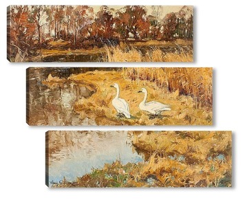 Модульная картина Пейзаж с двумя гусями, 1924