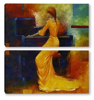 Модульная картина Жёлтая пианистка