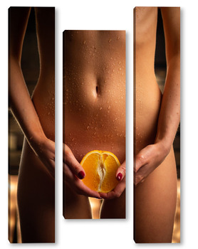 Модульная картина Девушка с апельсином