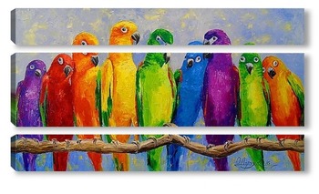 Модульная картина Стая попугаев