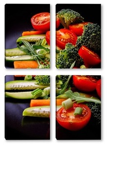 Модульная картина Салат из свежих овощей ( вертикальный)