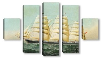 Модульная картина Британский корабль Лаомин в море под всеми парусами