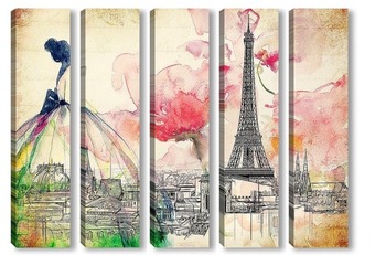 Модульная картина Красочный Париж