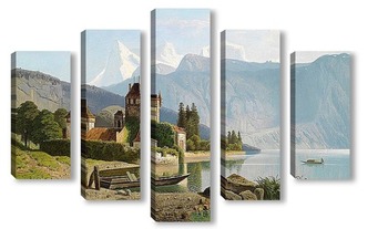 Модульная картина Замок Оберхофен на озере Тун, Швейцария