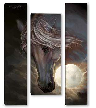 Модульная картина Лошадь и луна